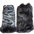 Black faux fur leg warmers