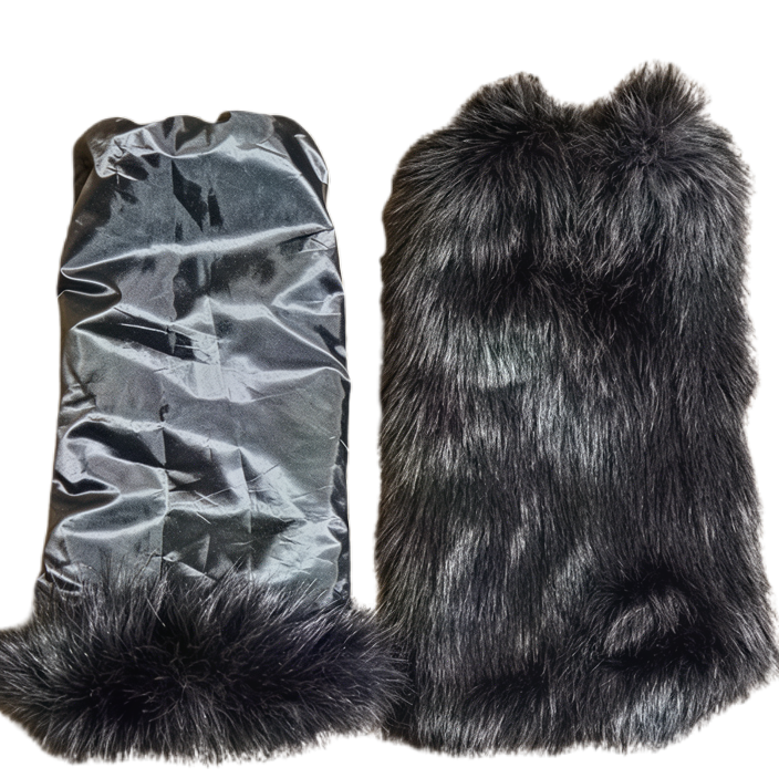 Black faux fur leg warmers