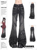 Women's Black Gothic Cargo Baggy Jeans Y2K American High Street 2000S Harajuku Aesthetic Vintage Jeans Pants Trousers Clothing