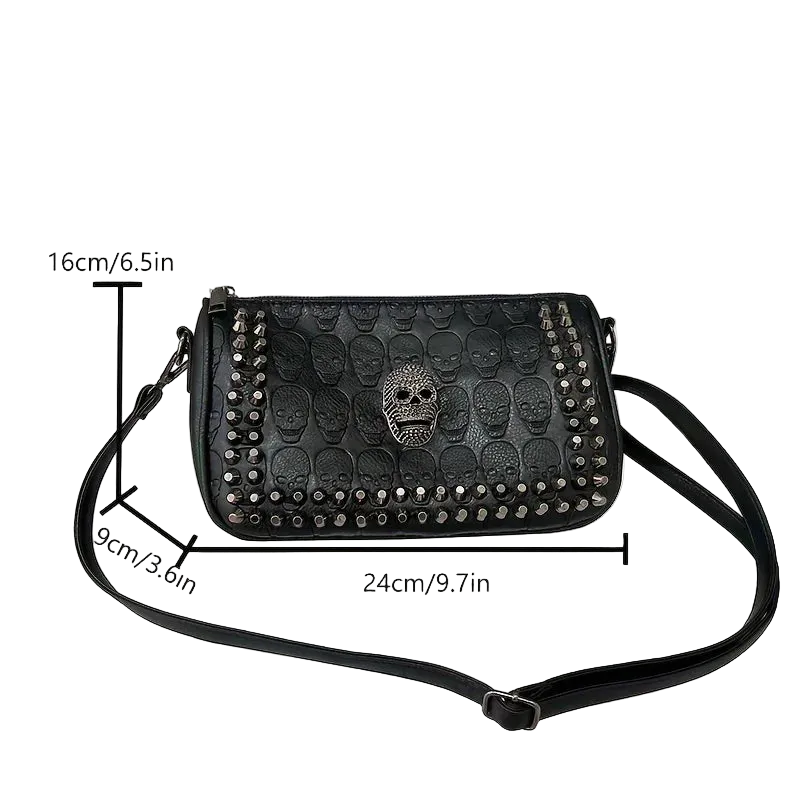 Gothic Skull Studded Crossbody Bag